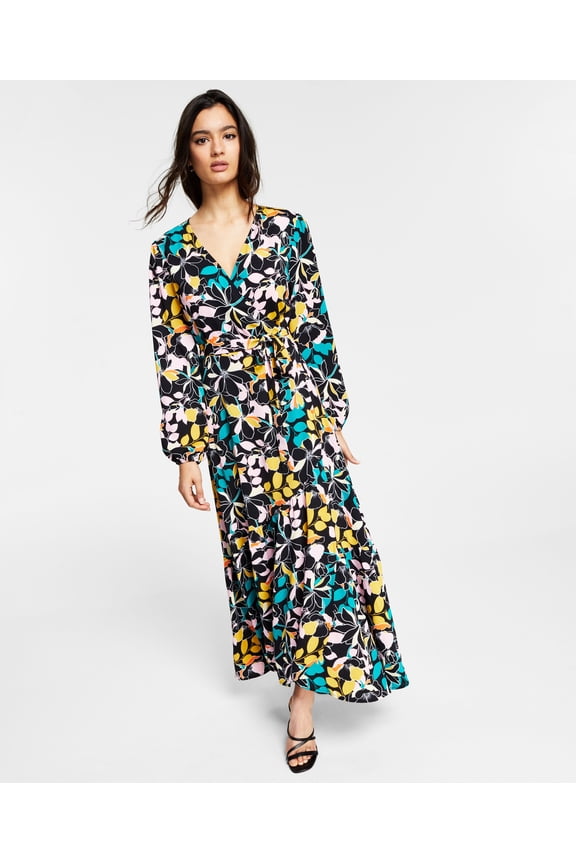 Floral Print Wrap Style Maxi Dress Miami Bloom S