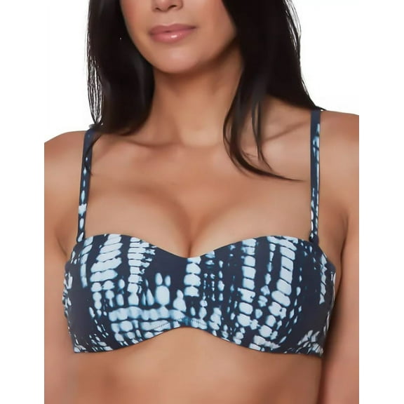 Bar III INK WELL Tie Dye for Printed Bandeau Bikini Swim Top, US Large
