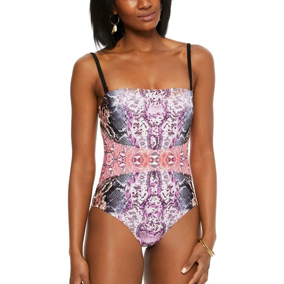 Bar III MULTI Mixed Messages Printed One-Piece Swimsuit, US X-Small