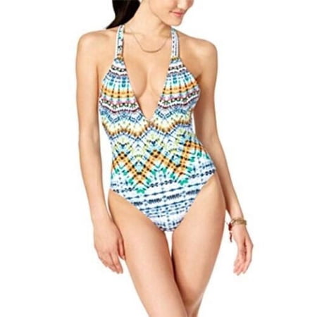 Bar III MULTI Tulum Tie-Dyed Macrame Racerback One-Piece Swimsuit, US Small