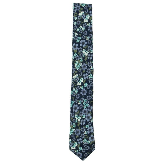 Bar III Men's Calbira Slim Floral Skinny Neck Tie Cotton Accessory Blue One Size