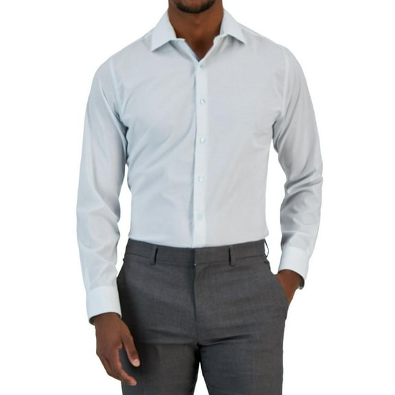 Bar III Men's Grid Print Button Down Dress Shirt Light Blue XL