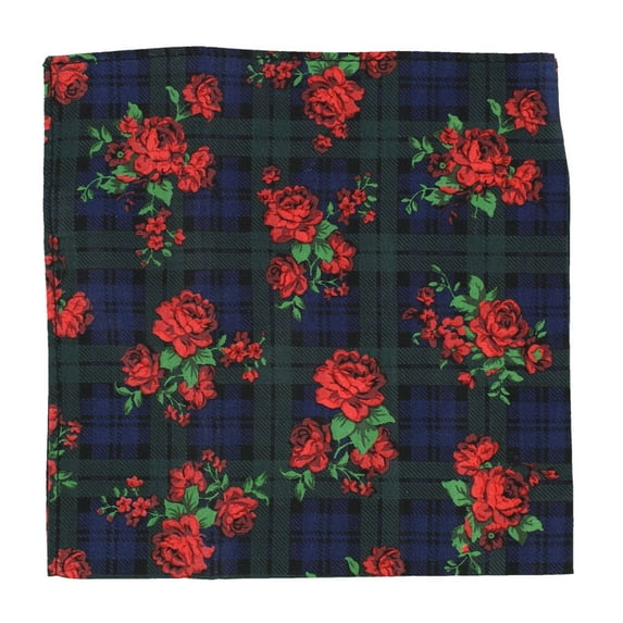 Bar III Men's Plaid Floral Pocket Square Blue Size Regular