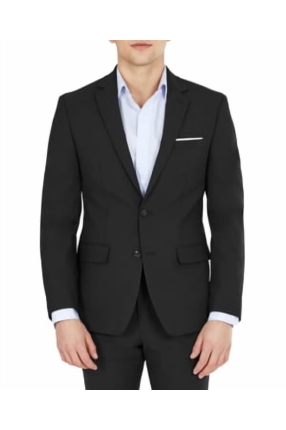 Mens Skinny fit Suit Jacket Blazer 44 R Black Solid Stretch Wool