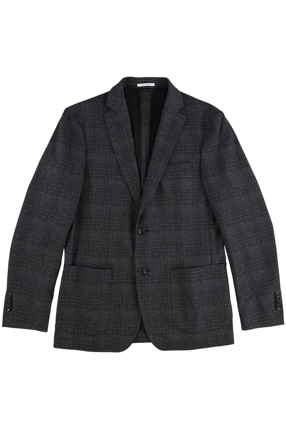 Men's Slim Fit Plaid Sport Coat Blazer Grey Charcoal 40S