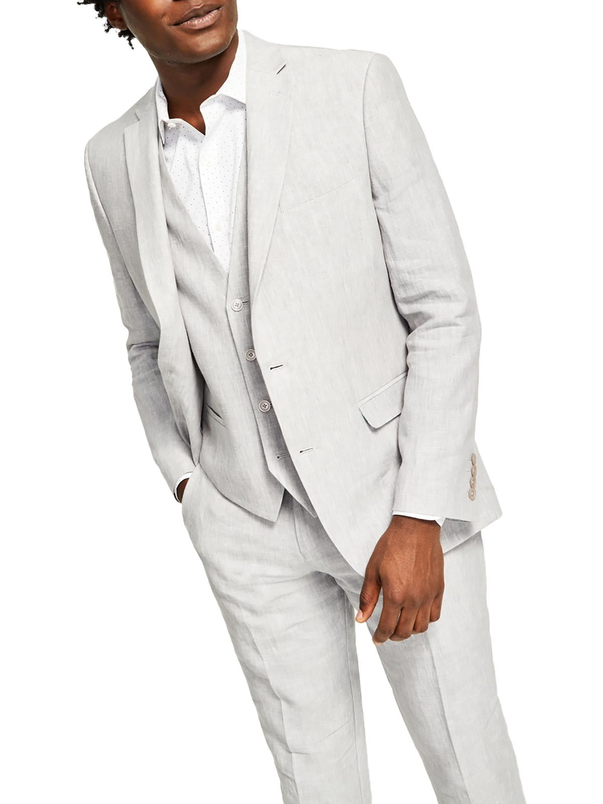 Bar III Men's Lightweight Slim Fit Textured Linen TwoButton Blazer