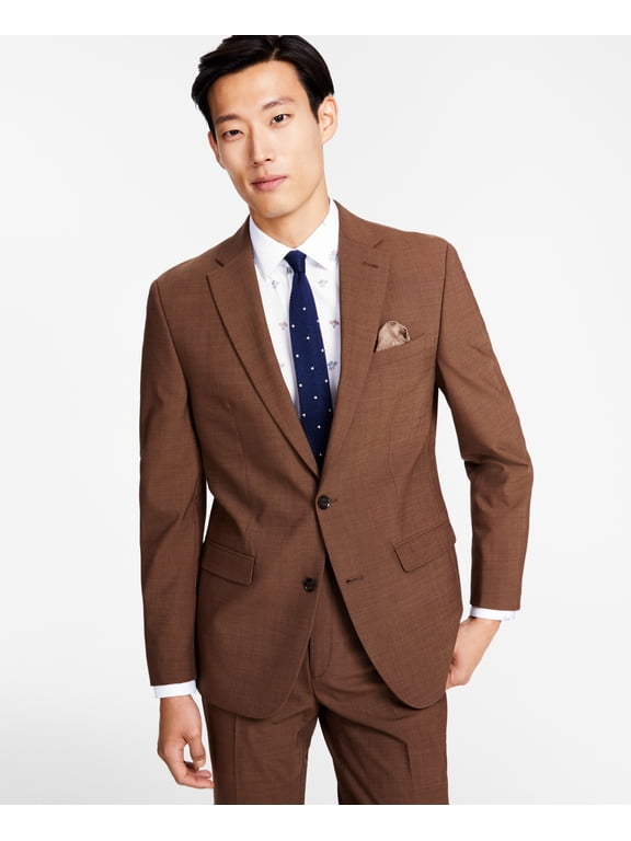 Mens Brown Slim-Fit Suit Jacket Blazer Size 38R