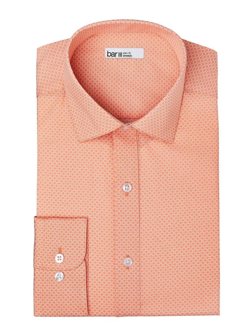 Bar III Mens Dress Shirt Small (14-14 1/2) Slim-Fit Orange S