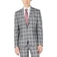 thumbnail image 1 of Bar III Mens Linen Plaid Two-Button Blazer Gray 48R, 1 of 2