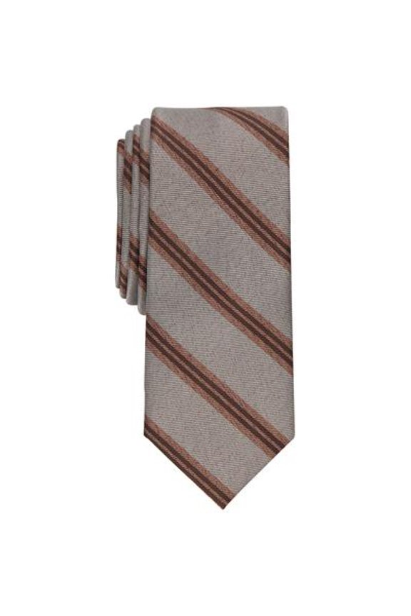 Mens Rex Stripe Tie Taupe One Size Necktie