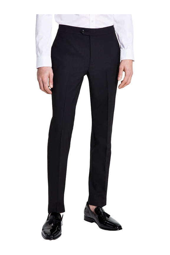 Mens Satin Trim Wool Dress Pants