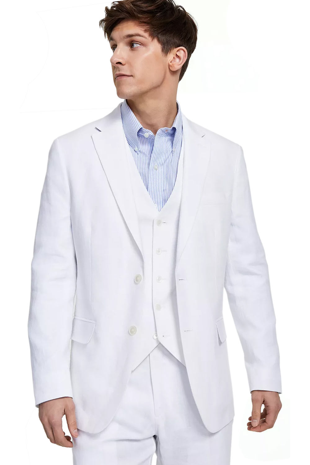 Men'S Black Two Button Cool Linen Fabric Jacket Sport Coat - Mens Linen Suit main image 1