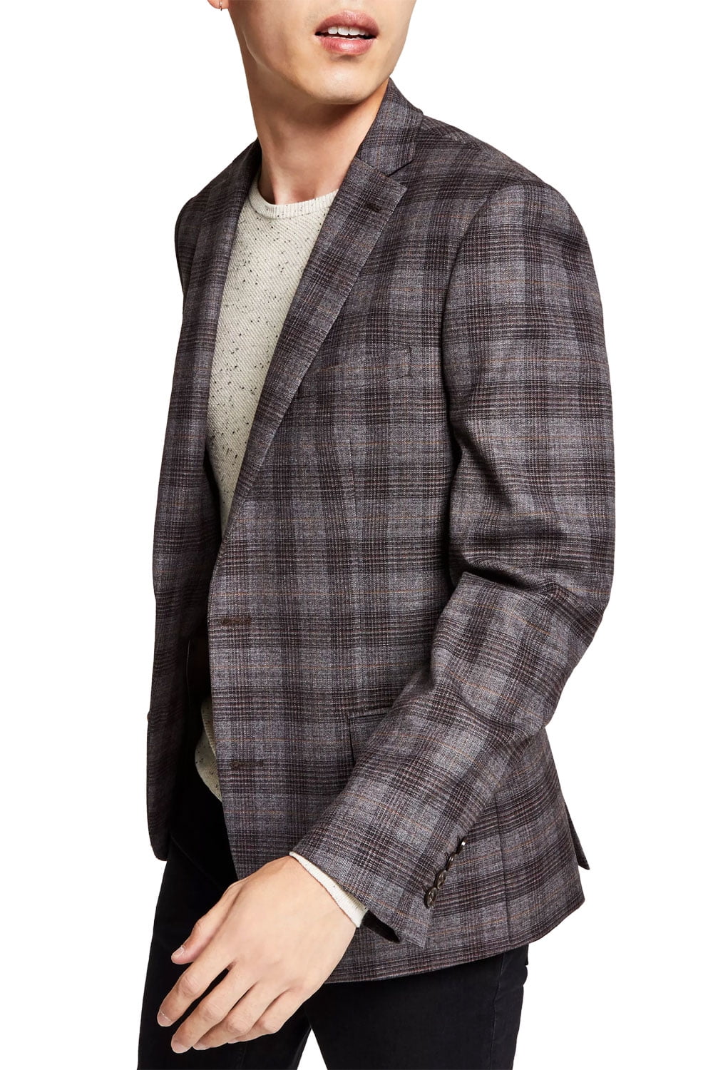 Bar III Mens Slim Fit Plaid Blazer 38 Regular Grey Brown Sport Coat NWT 295 Walmart