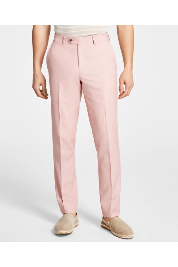 Men's Slim-Fit Wool Sharkskin Suit Pants Pink 29x30