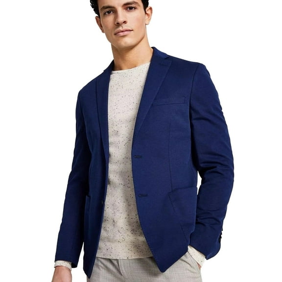 Bar III Mens Slim-Fit Solid Cotton Blazer 40 Long Navy Sport Coat - NWT $295