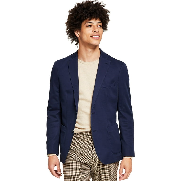 Bar III Mens Slim Fit Solid Knit Blazer 42 Long Navy Sport Coat NWT 295