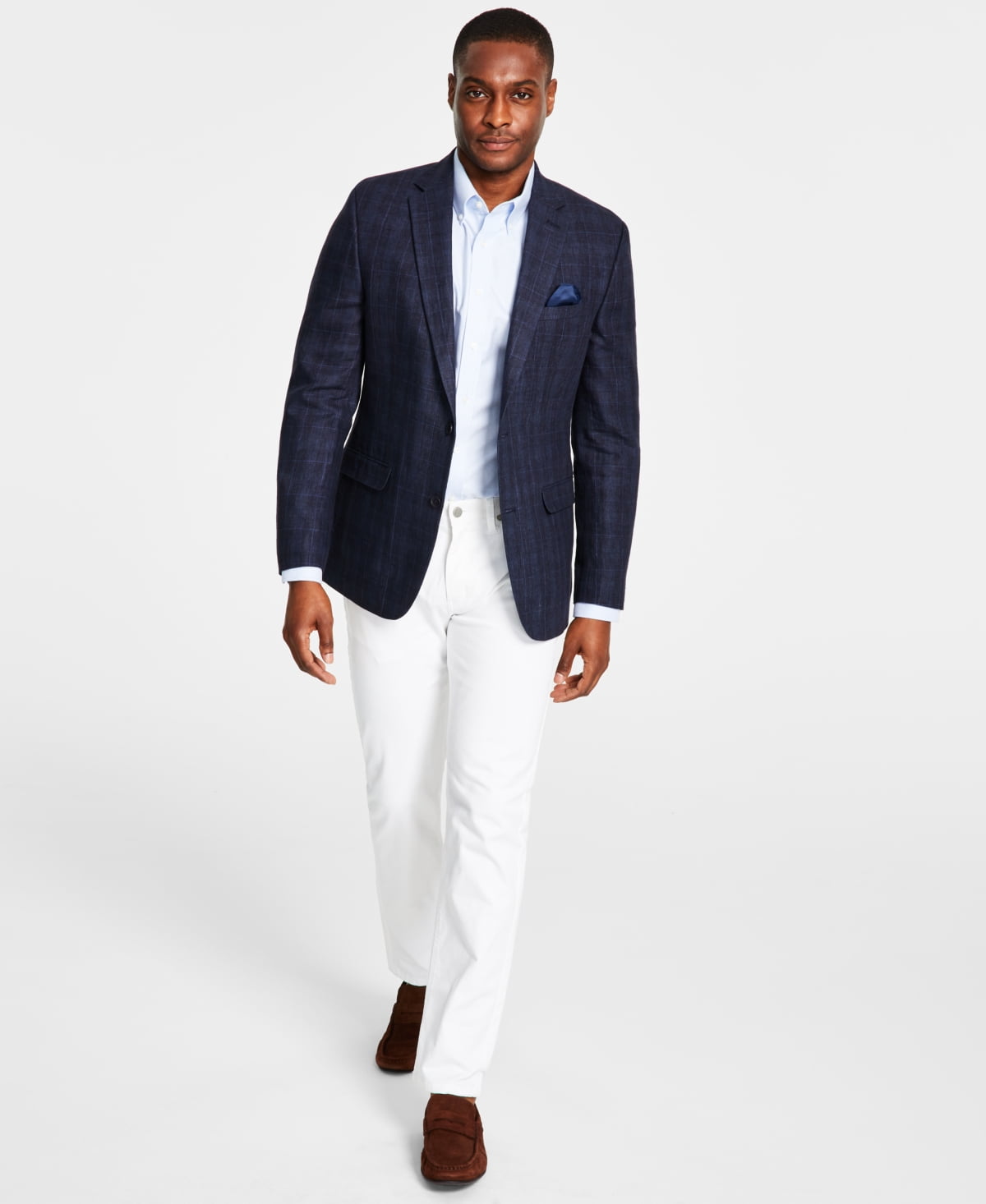 Bar III Men's Navy Windowpane Sport Coat 40L