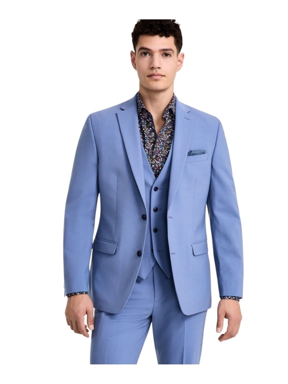 Wool-Blend Slim-Fit Suit Jacket Men's 36S Light Blue Long Sleeve