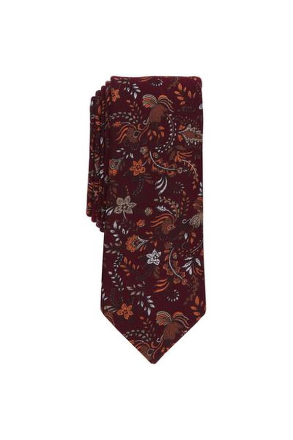 Mens Tobago Botanical Tie Red OS Necktie