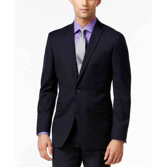 Bar III Navy Tonal Check Slim Fit Jacket Navy 40L