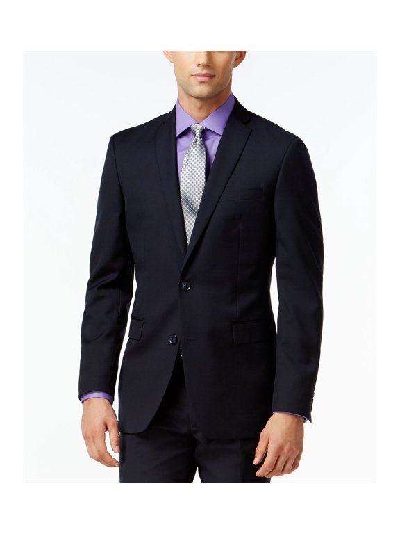 Navy Tonal Check Slim Fit Jacket Navy 40L