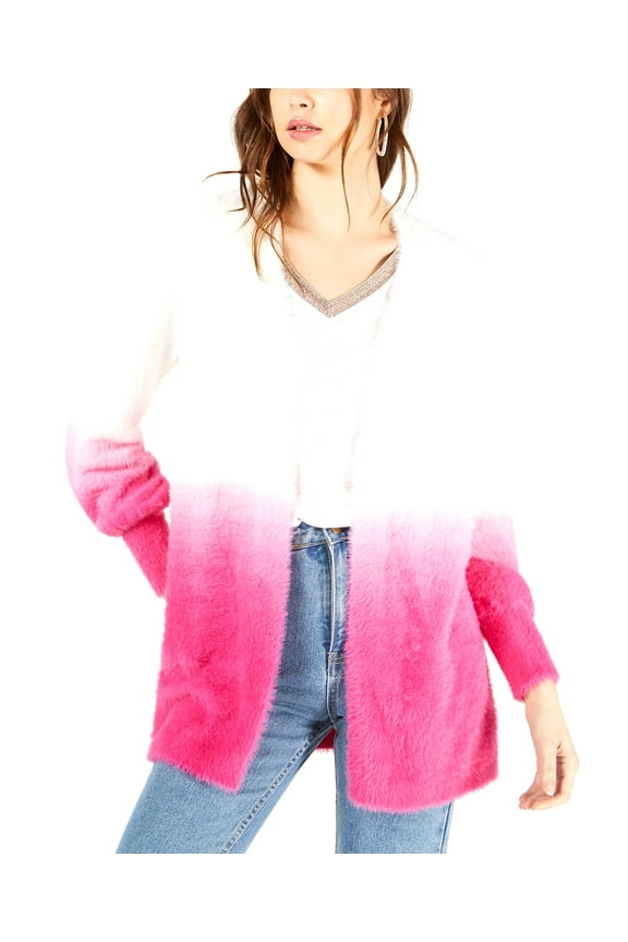 Ombre Open Front Cardigan Pink M