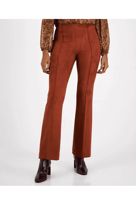 PECAN Women's High-Rise Pull-on Faux-Suede Pants, US 2X-Small