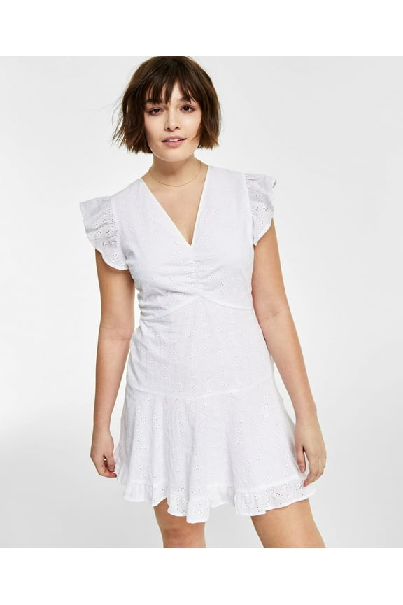 Petite Eyelet Mini Dress Bright White 4P