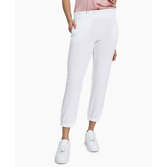 Bar III Petite Pull On Jogging Pants Bright White PM
