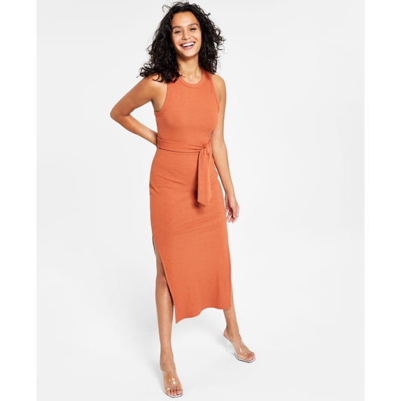 Bar III Petite Rib Knit Midi Dress Terra Stone PS
