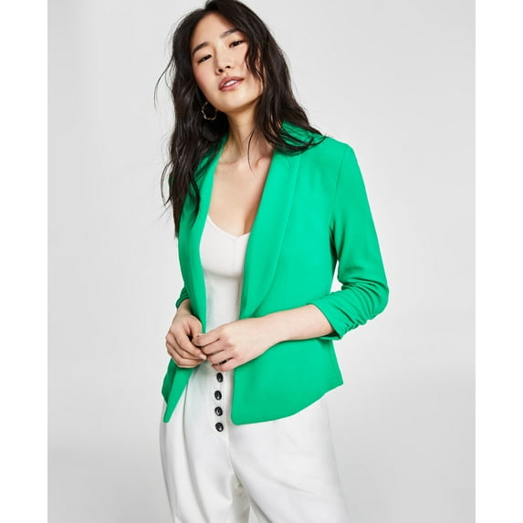 Bar III Petite Ruched Sleeve Jacket Clover Green PXS