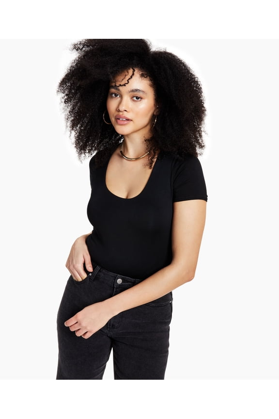 Petite Scoop Neck Bodysuit Deep Black PS