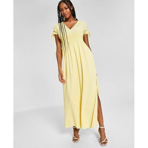 Bar III Petite V Neck Maxi Dress Wildflower Yellow PXL