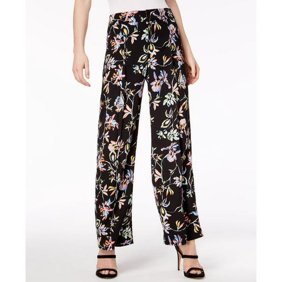 Bar III Printed Wide Leg Pants Black Prism 8
