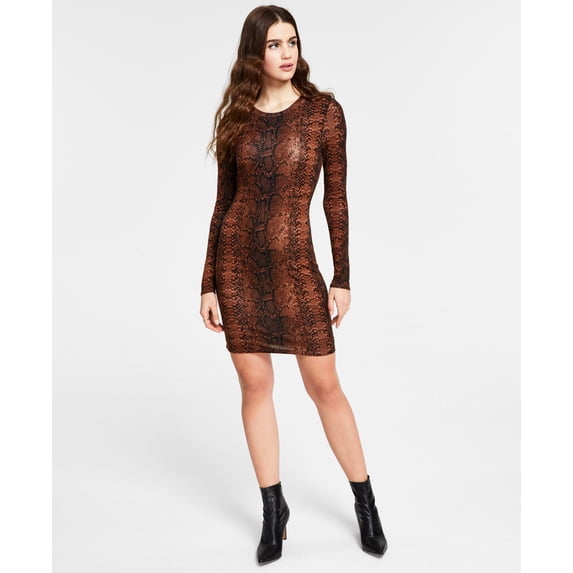Bar III Python Print Bodycon Dress Python Haze XS
