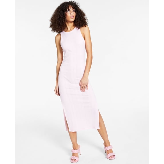 Bar III Ribbed Midi Dress Pink Lotus XL