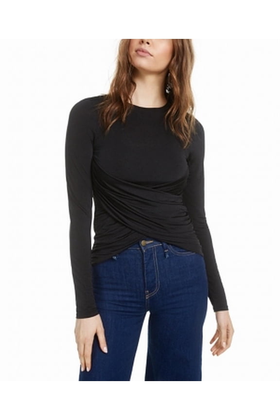 Ruched Crossover Top Black M