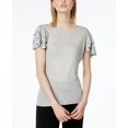 thumbnail image 1 of Bar III Ruffled Short Sleeve Top Heather Belle XS, 1 of 1