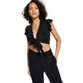 thumbnail image 1 of Bar III Ruffled Tie Front Crop Top Deep Black M, 1 of 1
