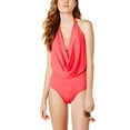 thumbnail image 1 of Bar III STRAWBERRY PINK Draped Monokini One-Piece Swimsuit, US X-Small, 1 of 4
