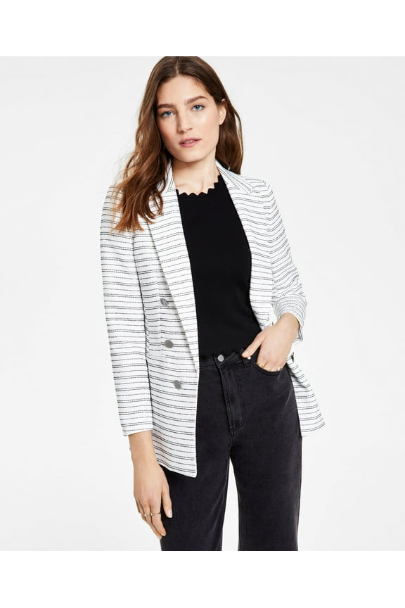 Striped Boyfriend Blazer Whiteblack XS