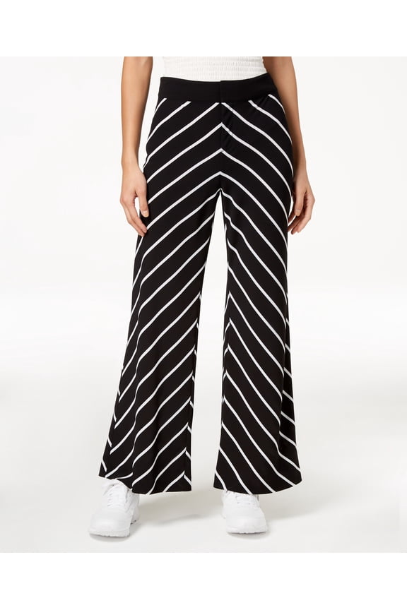 Striped Wide Leg Pants Black Stripe 0