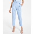 thumbnail image 1 of Bar III Textured Crepe Paper Bag Straight Leg Ankle Pants Blue Salt 14, 1 of 1