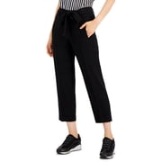 Bar III Tie-Waist Cropped Dress Pants Black 12