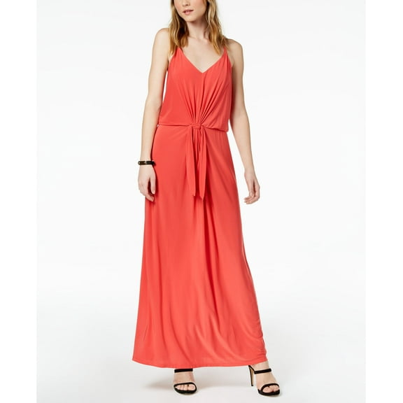 Bar III Tie-Waist Maxi Dress Womens S Orange dress MSRP $104