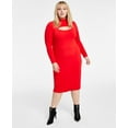 thumbnail image 1 of Bar III Trendy Plus Size Cutout Bodycon Midi Dress Cherry On Top 2X, 1 of 1