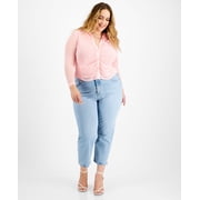Bar III Trendy Plus Size Gathered Front Shirt Cupid Blush 0X