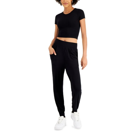 Bar III Trendy Plus Size Jogger Pants Deep Black 2X