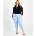 thumbnail image 1 of Bar III Trendy Plus Size Paperbag Waist Jogger Pants Blue Whisp 1X, 1 of 1