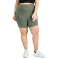 thumbnail image 1 of Bar III Trendy Plus Size Ribbed Bike Shorts Dusty Olive 1X, 1 of 1
